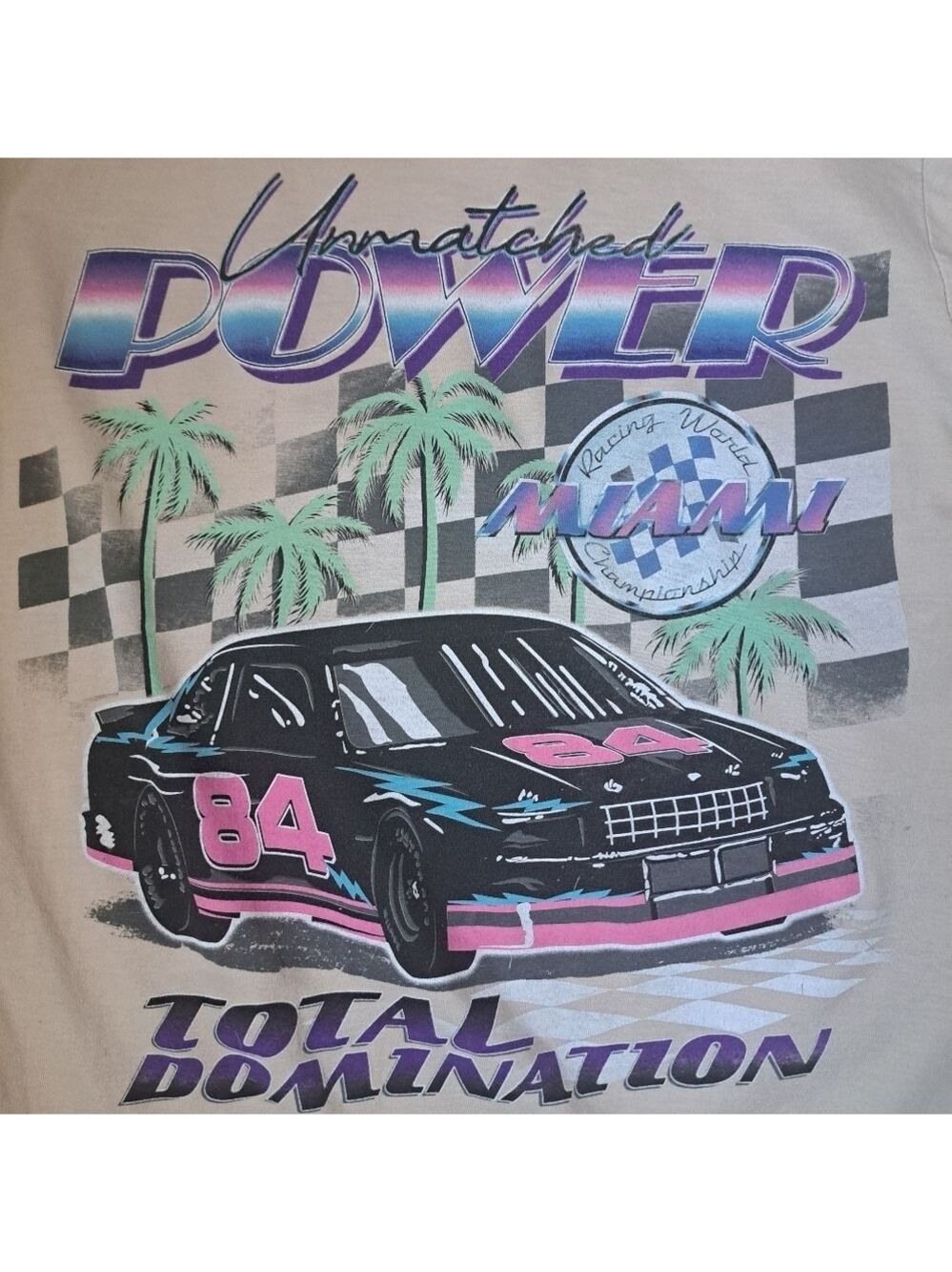 Thrift Shop Exchange MIAMI 84 RACING SPEEDWAY tshirt short sleeve Retro TEE S - Picture 4 of 6